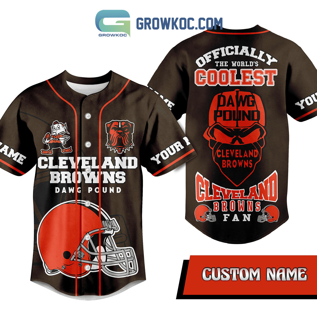 Cleveland Browns Dawg Proud Fan Personalized Baseball Jersey baseball jersey product view 1