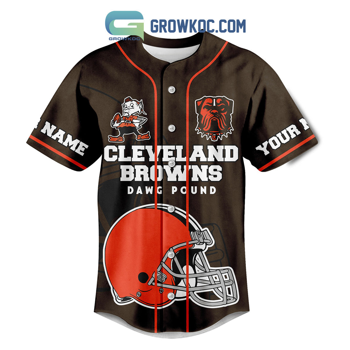 Cleveland Browns Dawg Proud Fan Personalized Baseball Jersey baseball jersey product view 2