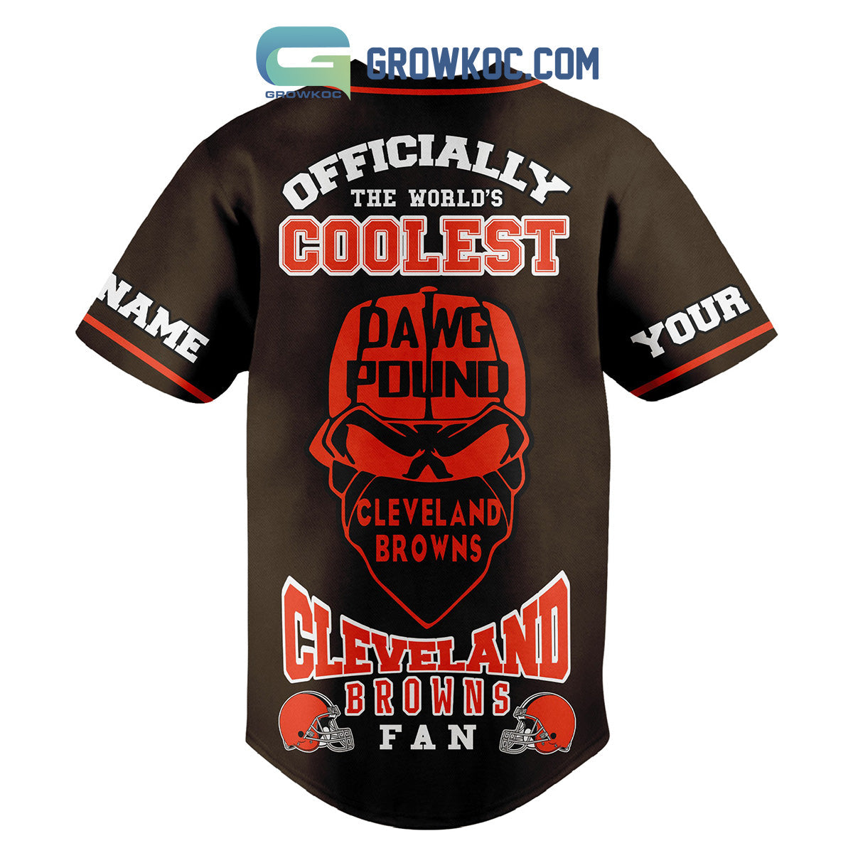 Cleveland Browns Dawg Proud Fan Personalized Baseball Jersey baseball jersey product view 3