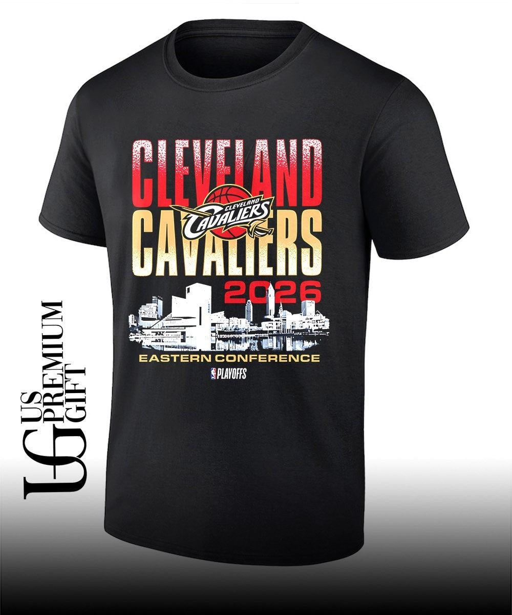Cleveland Cavaliers Playoffs 2026 Eastern Conference skyline shirt Unisex T-shirt, Sweatshirt, Hoodie, Long Sleeve Tee - T-Shirt, Sweatshirt, Hoodie