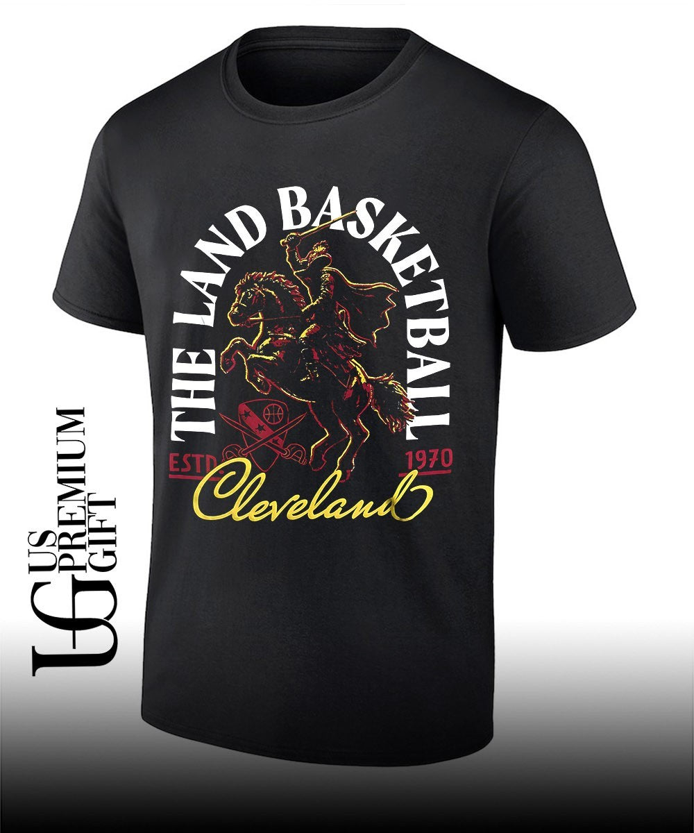 Cleveland Cavaliers the LAND basketball est 1970 curved shirt Unisex T-shirt, Sweatshirt, Hoodie, Long Sleeve Tee - T-Shirt, Sweatshirt, Hoodie