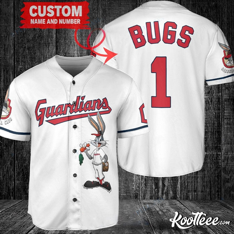 Cleveland Guardians Bugs Bunny Custom Baseball Jersey baseball jersey product view 1