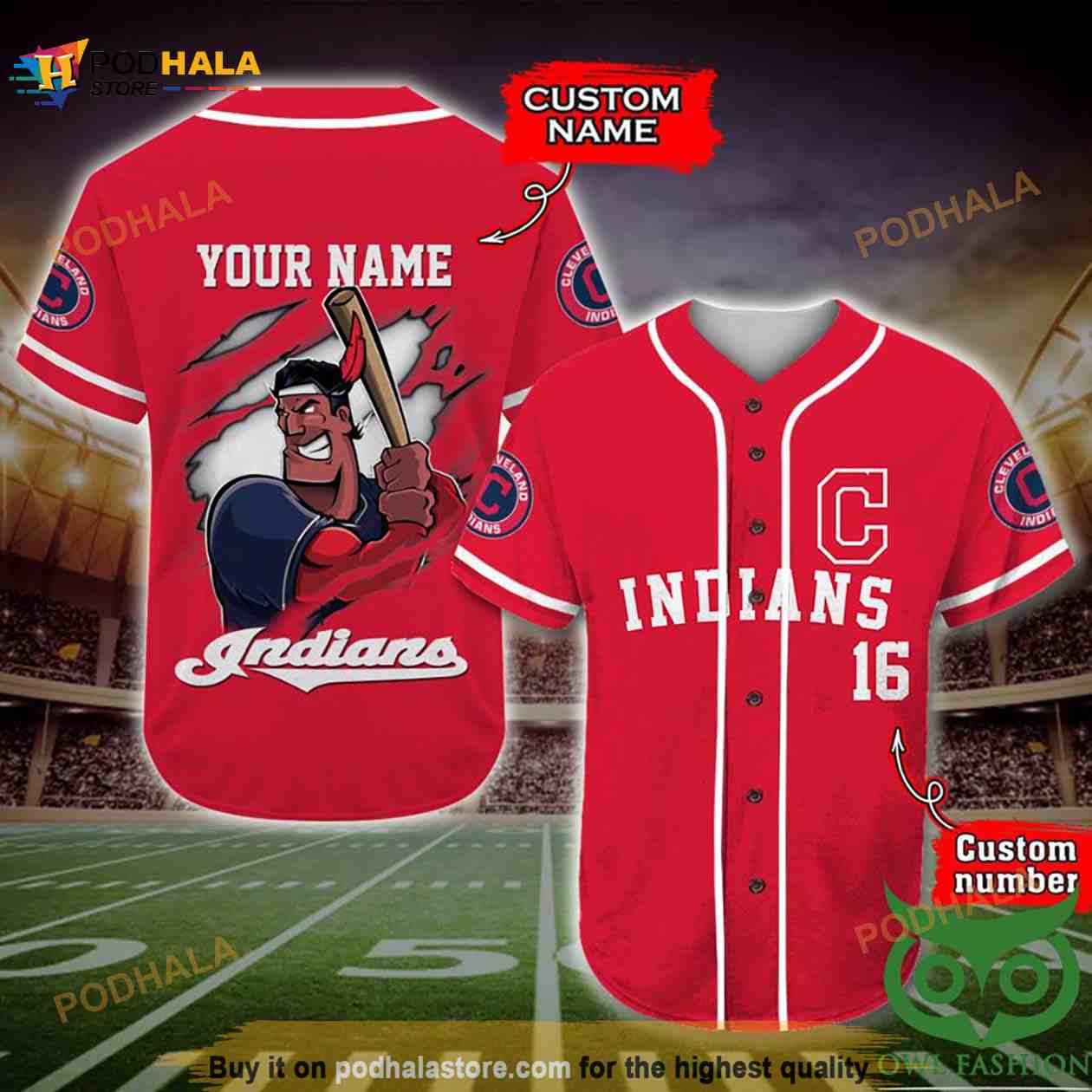 Cleveland Indians 3D Baseball Jersey Personalized Gift, Custom Name Number baseball jersey product view 1