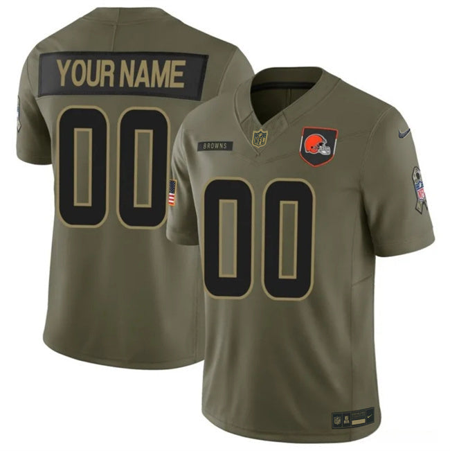 Cleveland Browns Active Player Custom Olive 2025 F.U.S.E. Salute to Service Football Jersey football jersey product view 1