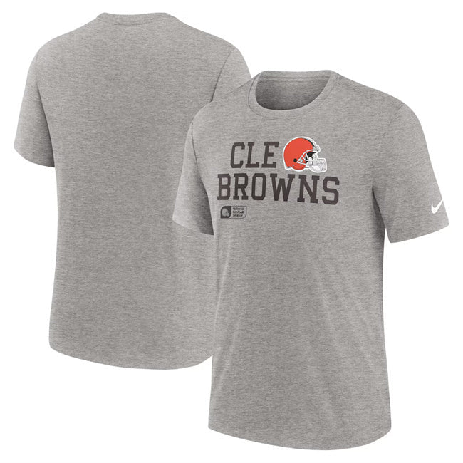 Cleveland Browns Grey Overlap Lockup Tri-Blend T-Shirt Football Jersey football jersey product view 1
