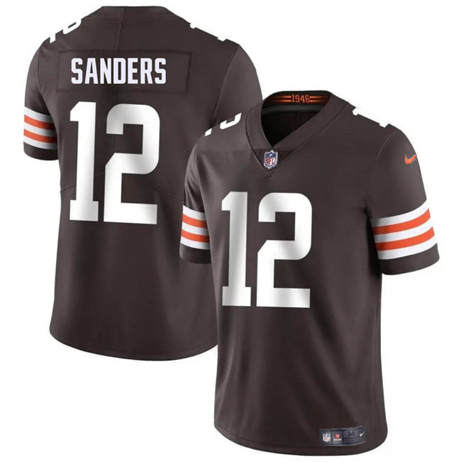 Cleveland Browns #12 Shedeur Sanders Brown 2025 Draft Vapor Untouchable Limited Football Jersey football jersey product view 1