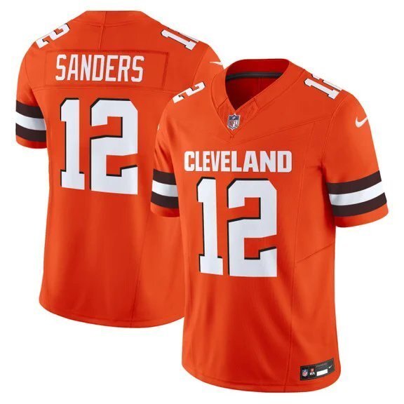 Cleveland Browns #12 Shedeur Sanders Orange 2025 Draft F.U.S.E. Vapor Limited Football Jersey football jersey product view 1