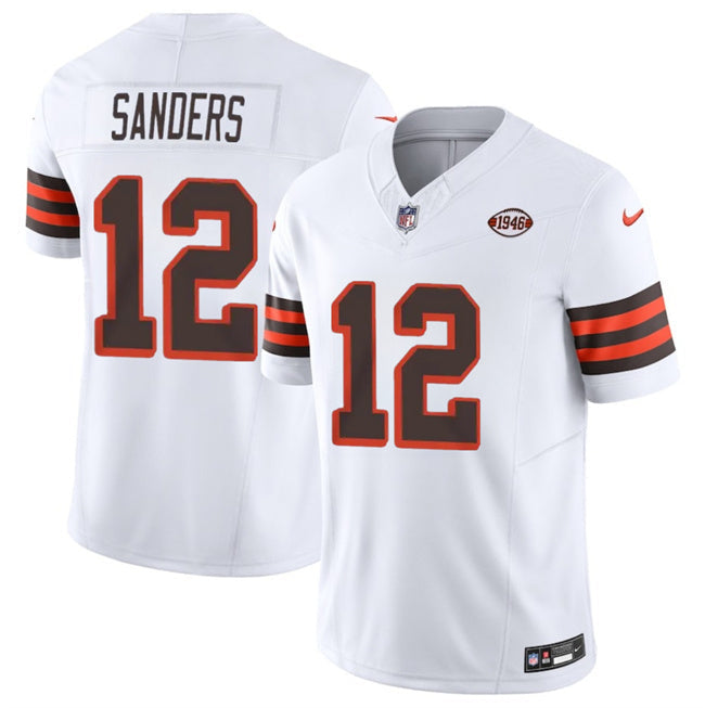 Cleveland Browns #12 Shedeur Sanders White 2025 Draft 1946 Collection F.U.S.E Football Jersey football jersey product view 1