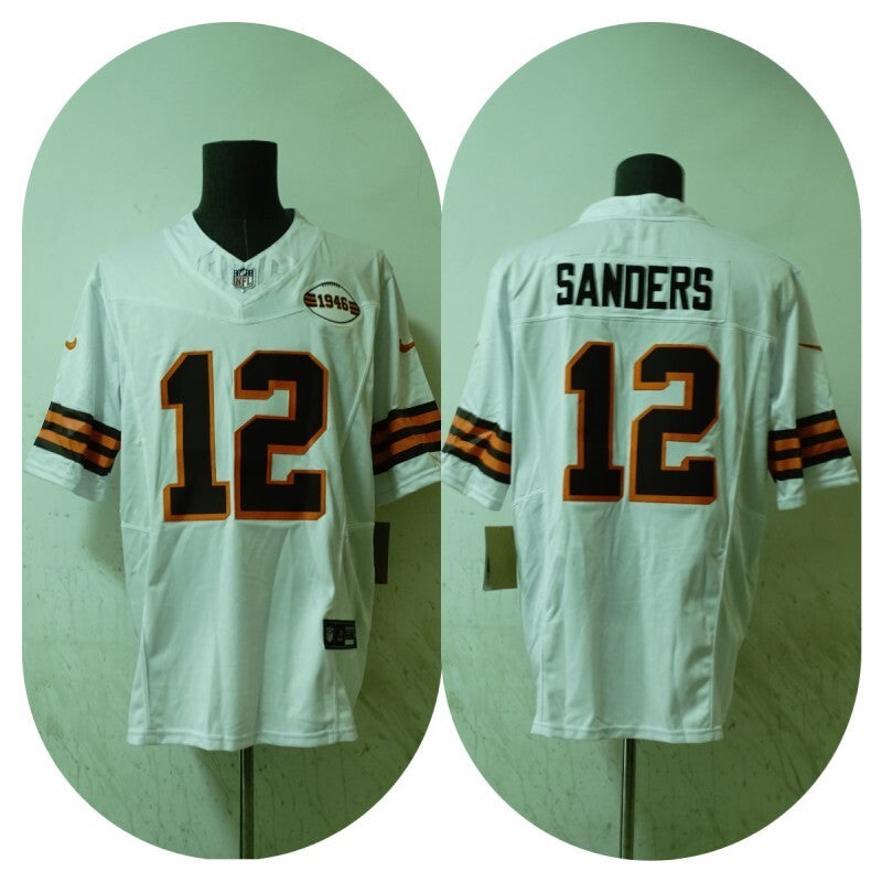 Cleveland Browns #12 Shedeur Sanders White Retro 3 Edition Football Jersey football jersey product view 1
