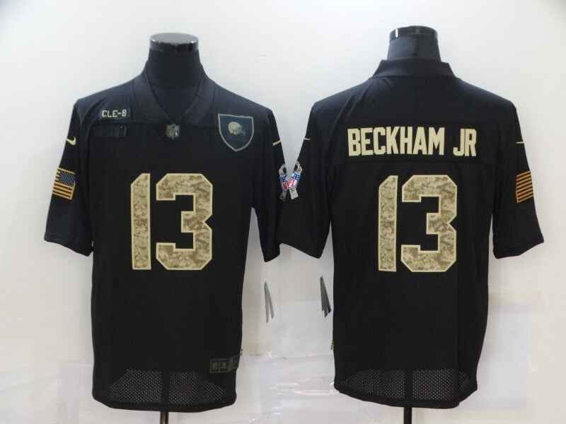 Cleveland Browns #13 Odell Beckham Jr 20 Salute Camo Text 640 Football Jersey football jersey product view 1