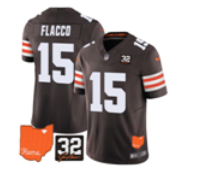 Cleveland Browns #15 Joe Flacco Adult Style 1 Football Jersey football jersey product view 1