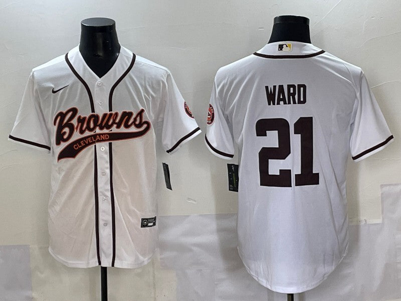 Cleveland Browns #21 Denzel Ward Collaboration Football Jersey football jersey product view 1
