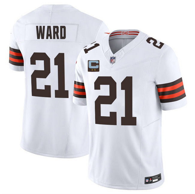 Cleveland Browns #21 Denzel Ward White 2025 F.U.S.E. With 2-Star C Patch Football Jersey football jersey product view 1