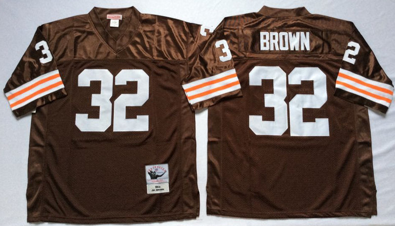 Cleveland Browns #32 Jim Brown 1964 Authentic Throwback Style 1 Football Jersey football jersey product view 1