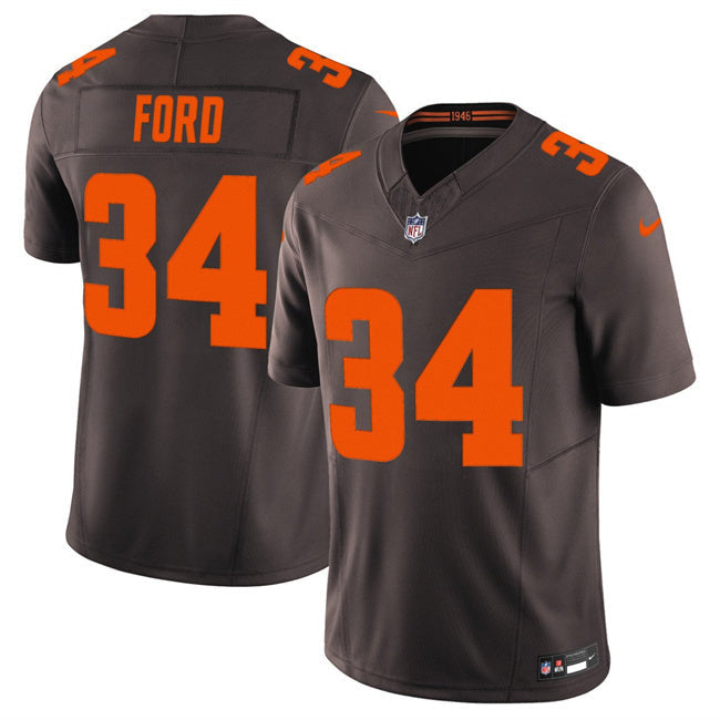 Cleveland Browns #34 Jerome Ford Brown 2025 F.U.S.E. Alpha Dawg Limited Football Jersey football jersey product view 1