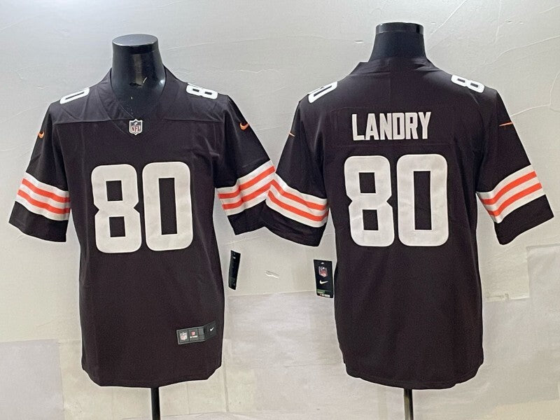 Cleveland Browns #80 Jarvis Landry Retro Adult Football Jersey football jersey product view 1