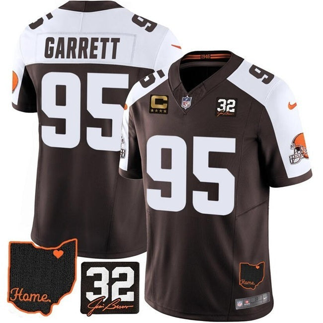 Cleveland Browns #95 Myles Garrett Brown Alternate 2025 F.U.S.E. 4-Star C Patch Football Jersey football jersey product view 1