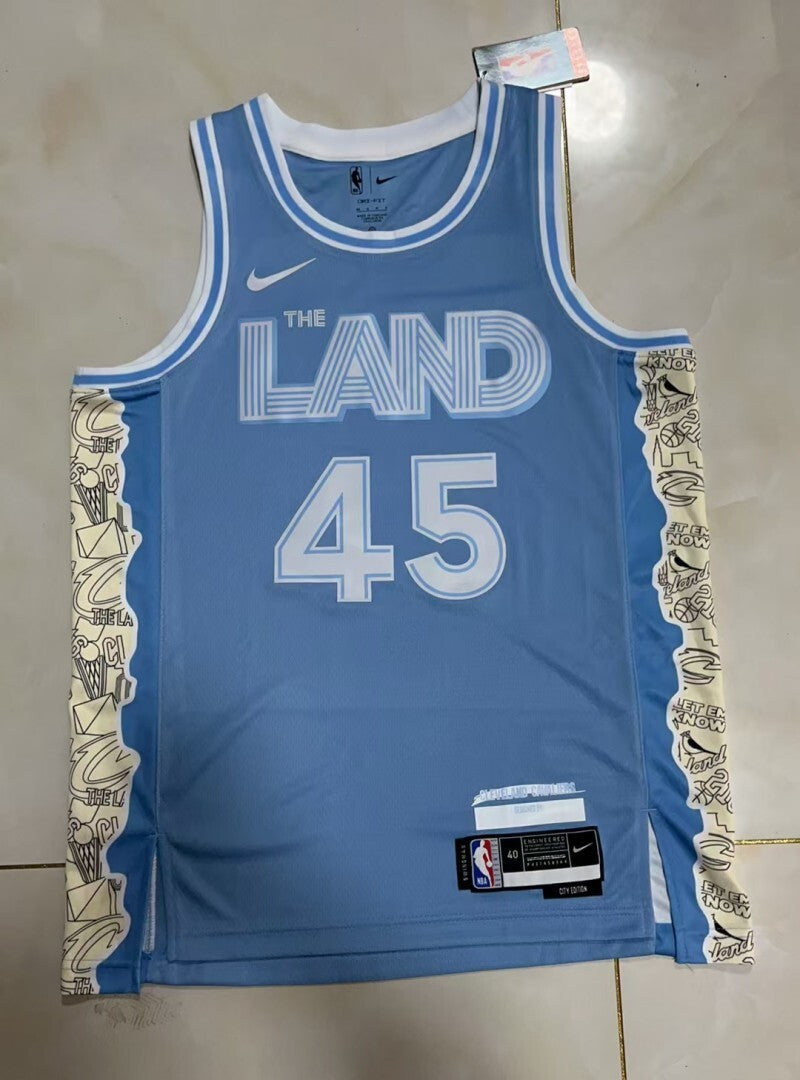 Cleveland Cavaliers #45 Donovan Mitchell 25 Cavaliers City Light Blue Style 2 Basketball Jersey basketball jersey product view 1