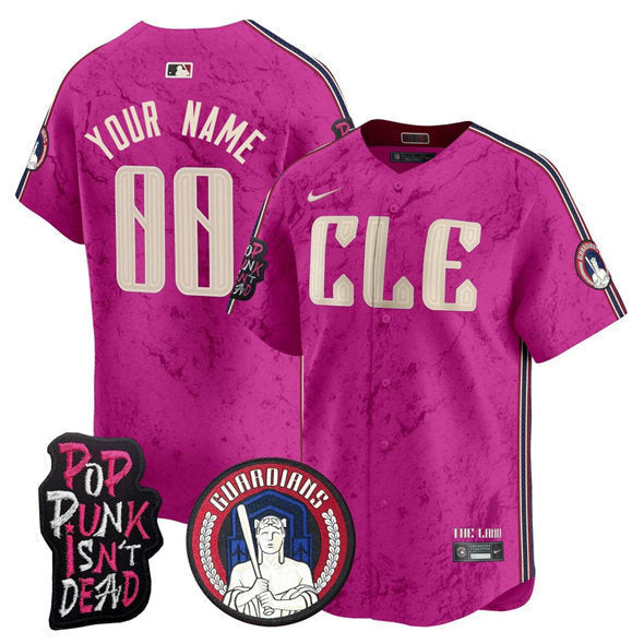 Cleveland Guardians ACTIVE PLAYER Custom Pink 2025 MGK Patch Limited Baseball Jersey baseball jersey product view 1