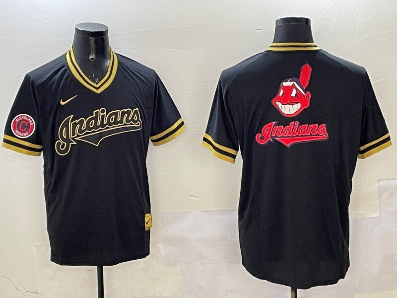 Cleveland Guardians Indians Black Gold Adult Style 1 Baseball Jersey baseball jersey product view 1