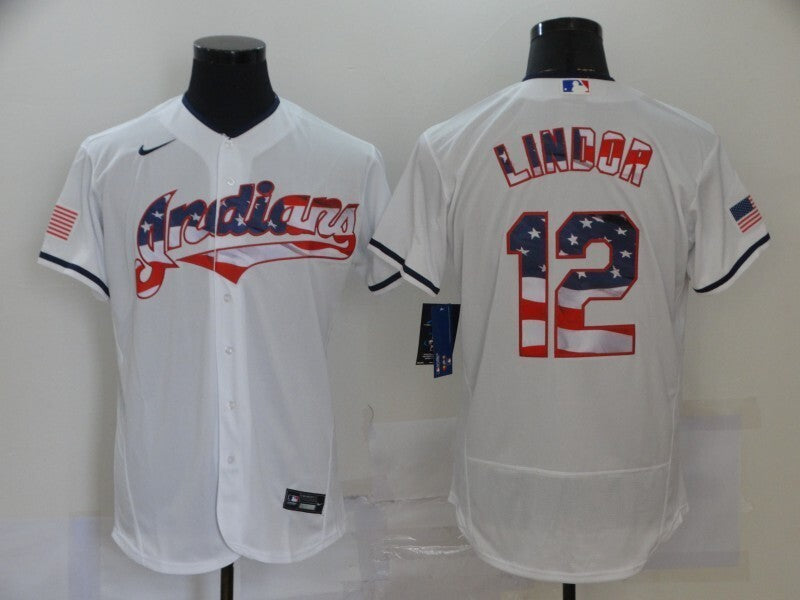 Cleveland Guardians #12 Francisco Lindor Elite Adult Baseball Jersey baseball jersey product view 1