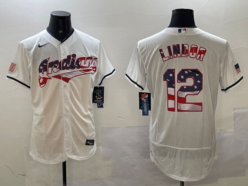 Cleveland Guardians #12 Lindor Indians Adult Baseball Jersey baseball jersey product view 1