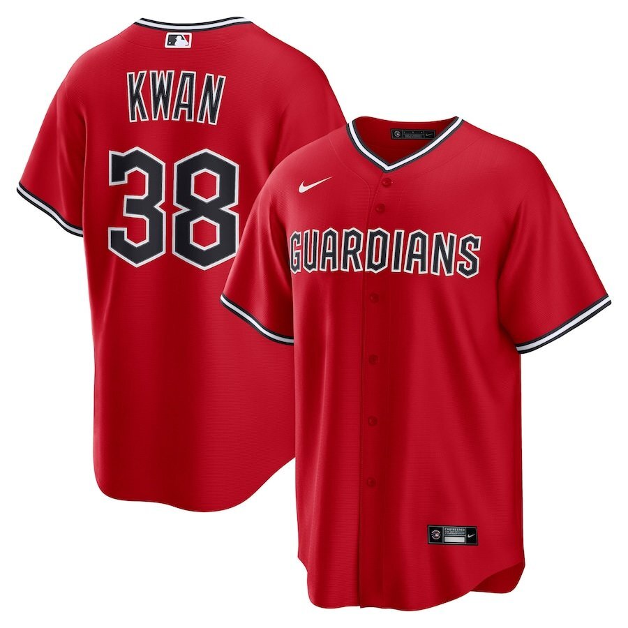 Cleveland Guardians #38 Steven Kwan Alternate Replica 2.0 Player Jersey - Red Baseball Jersey baseball jersey product view 1