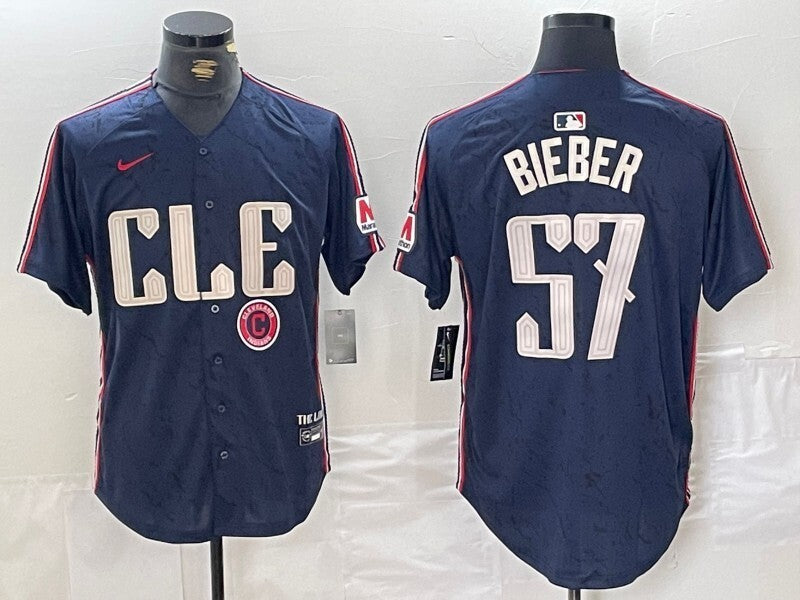 Cleveland Guardians #57 Shane Bieber Indians City Style 1 Baseball Jersey baseball jersey product view 1