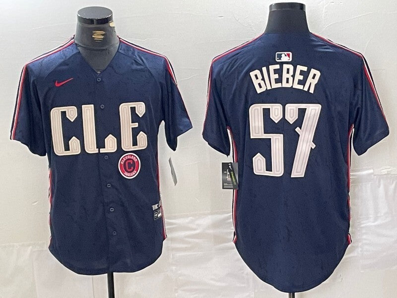 Cleveland Guardians #57 Shane Bieber Indians City Style 6 Baseball Jersey baseball jersey product view 1