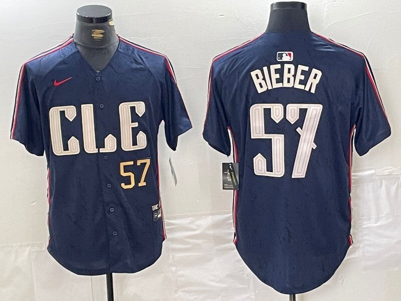 Cleveland Guardians #57 Shane Bieber Indians City Style 9 Baseball Jersey baseball jersey product view 1