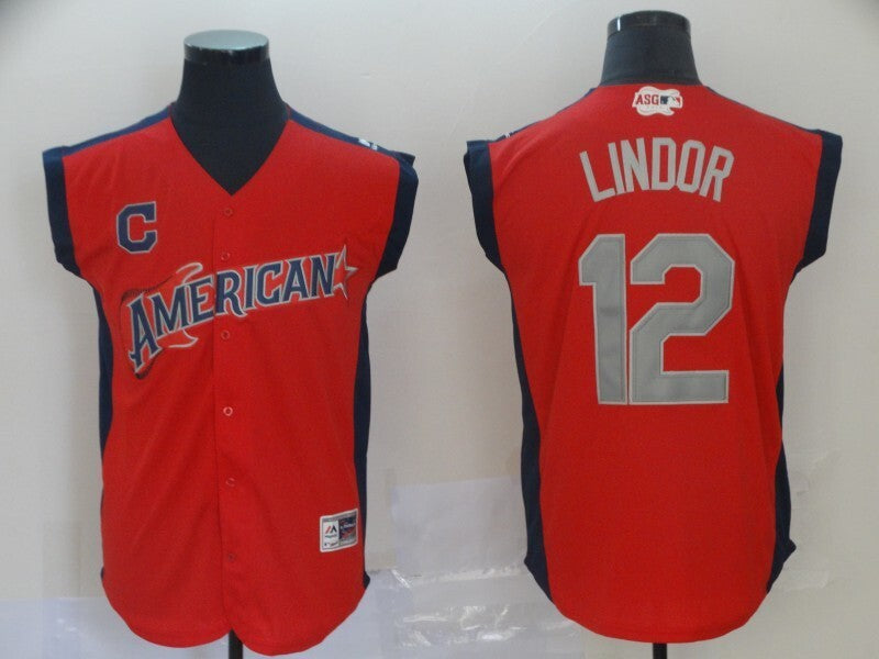 Cleveland Indians #12 Francisco Lindor Baseball Jersey baseball jersey product view 1