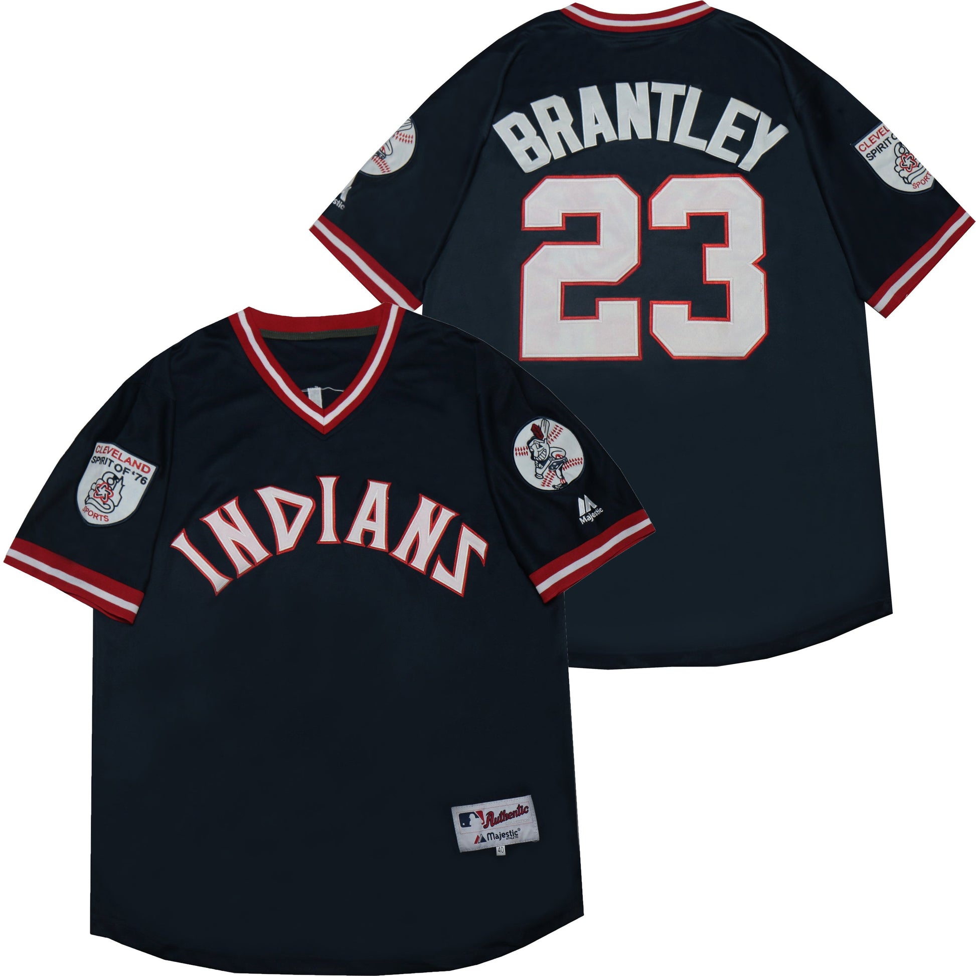 Cleveland Indians #23 Brantley Indians 23 Blue Pullover Inverted Style 1 Baseball Jersey baseball jersey product view 1