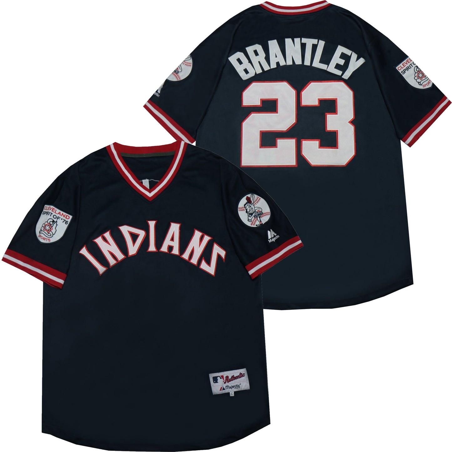 Cleveland Indians #23 Brantley Indians 23 Blue Pullover Inverted Style 2 Baseball Jersey baseball jersey product view 1