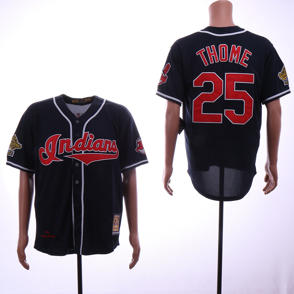 Cleveland Indians #25 Jim Thome Indians 25 Blue 1995 Retro Baseball Jersey baseball jersey product view 1