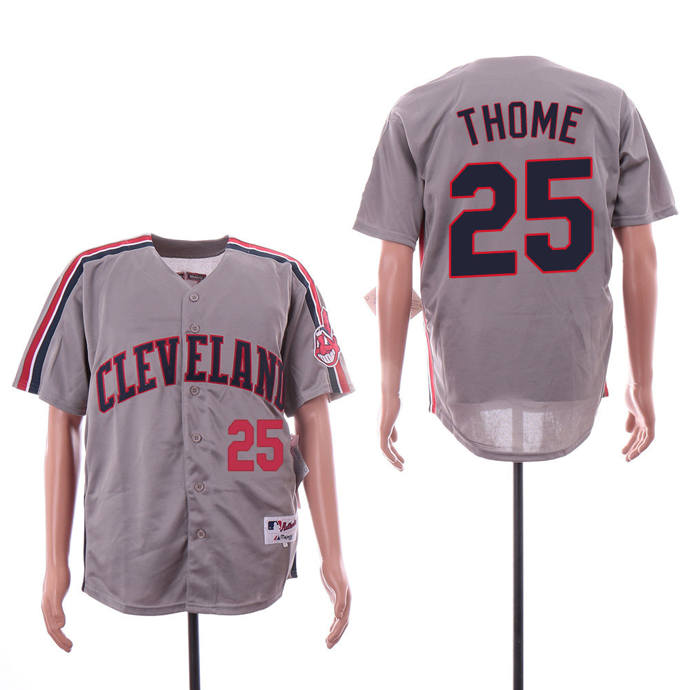 Cleveland Indians #25 Jim Thome Indians 25 Gray Inverted Style 1 Baseball Jersey baseball jersey product view 1