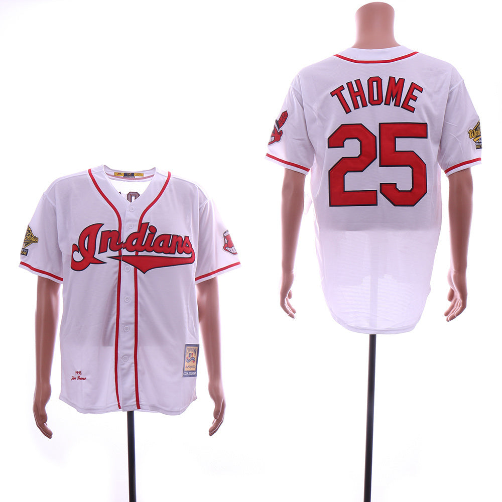 Cleveland Indians #25 Jim Thome Indians 25 White Retro Baseball Jersey baseball jersey product view 1