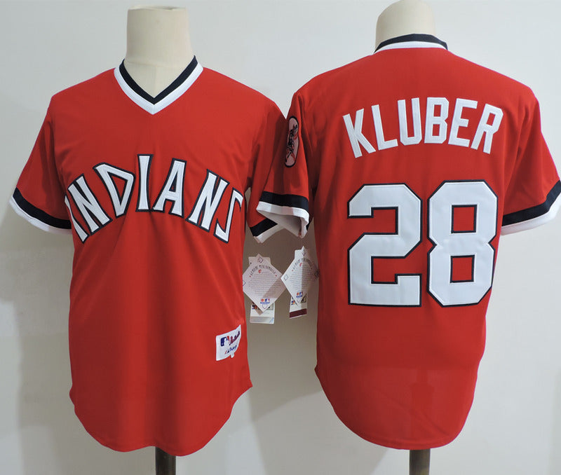Cleveland Indians #28 Corey Kluber Red Pullover Baseball Jersey baseball jersey product view 1