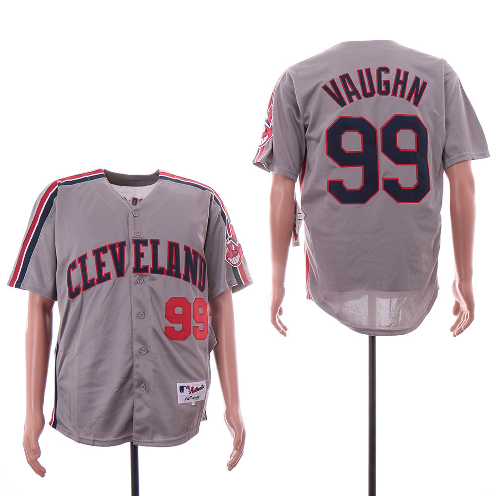 Cleveland Indians #99 Rick Vaughn Indians 99 Gray Inverted Baseball Jersey baseball jersey product view 1