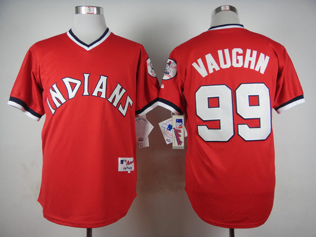 Cleveland Indians #99 Ricky Vaughn Indians 99 Red 1974 Inverted Baseball Jersey baseball jersey product view 1