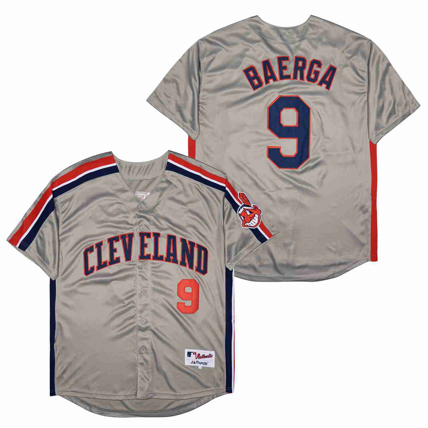 Cleveland Indians #9 Carlos Baerga Indians 9 Gray Inverted Baseball Jersey baseball jersey product view 1