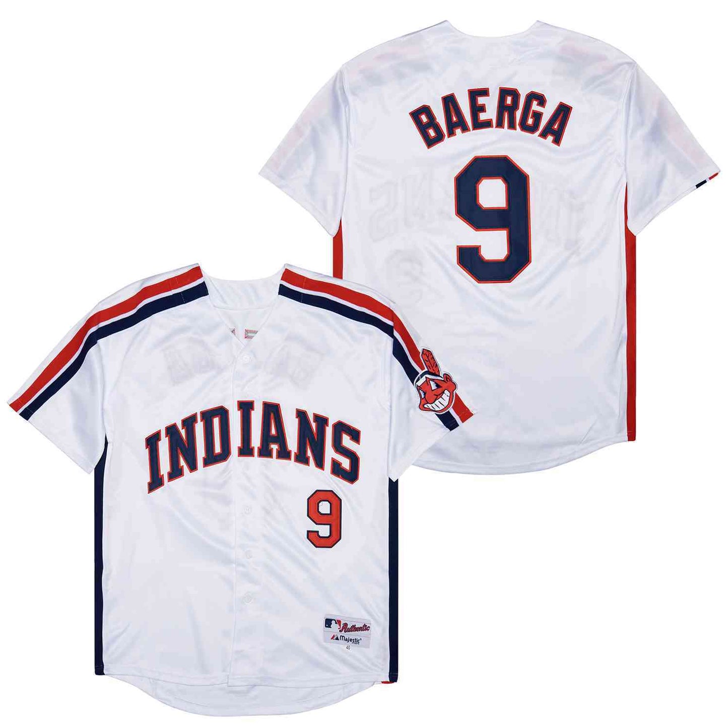 Cleveland Indians #9 Carlos Baerga Indians 9 White Inverted Baseball Jersey baseball jersey product view 1
