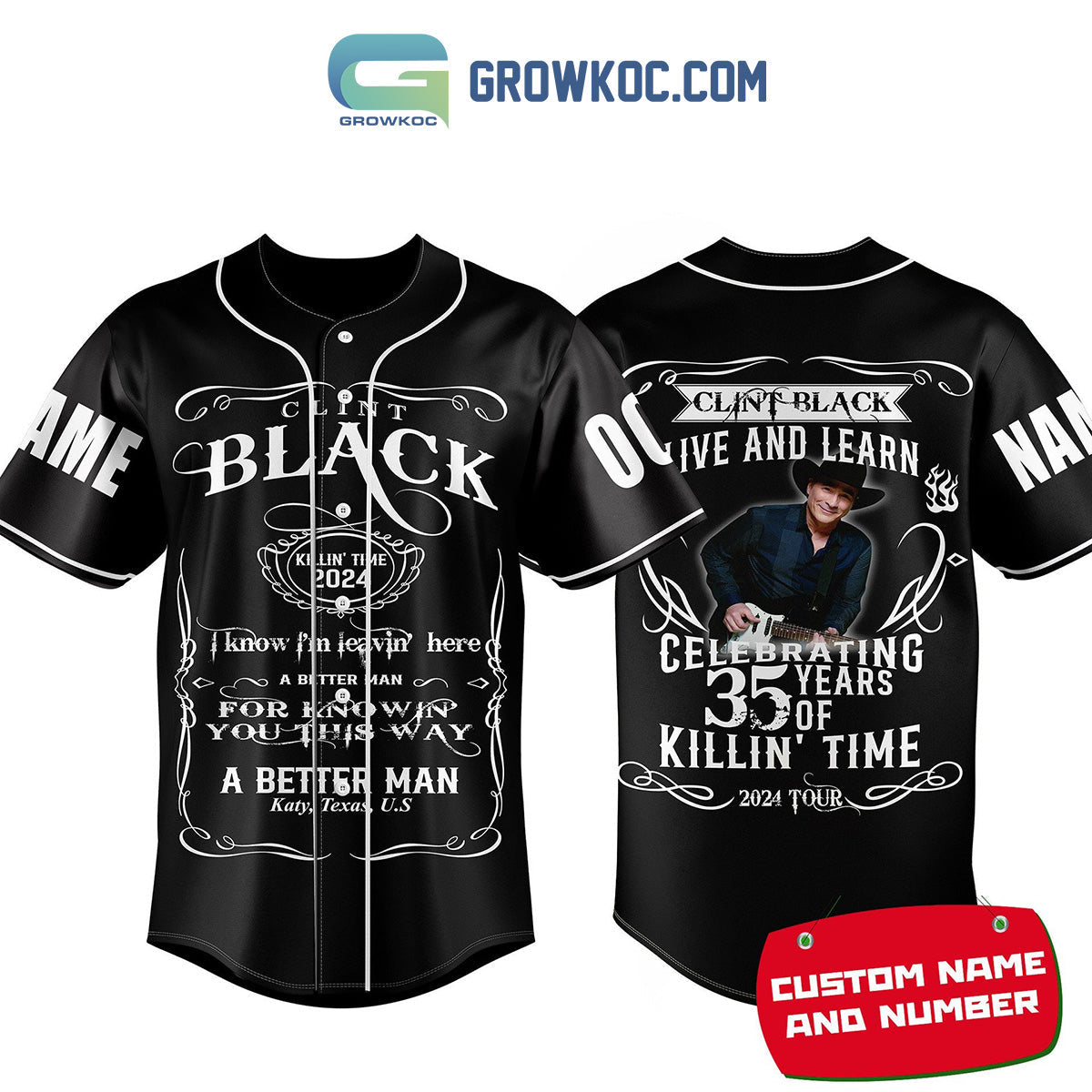 Clint Black Celebrating 35 Years Of Killn’ Time Personalized Baseball Jersey baseball jersey product view 1