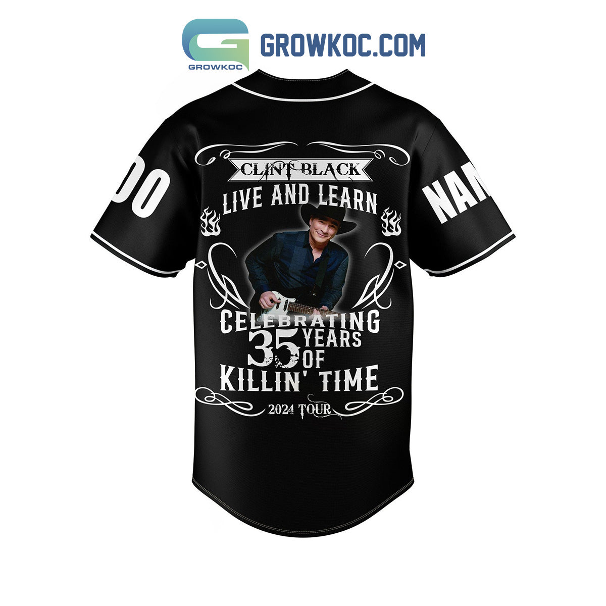 Clint Black Celebrating 35 Years Of Killn’ Time Personalized Baseball Jersey baseball jersey product view 2