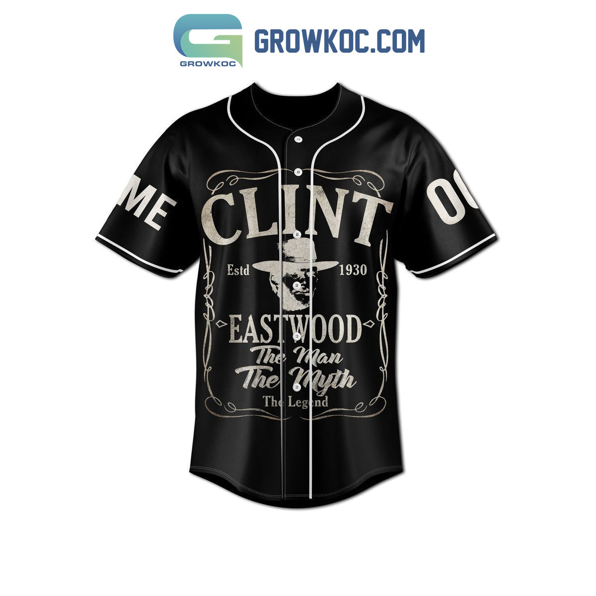 Clint Eastwood The Man The Myth The Legend Personalized Baseball Jersey baseball jersey product view 2