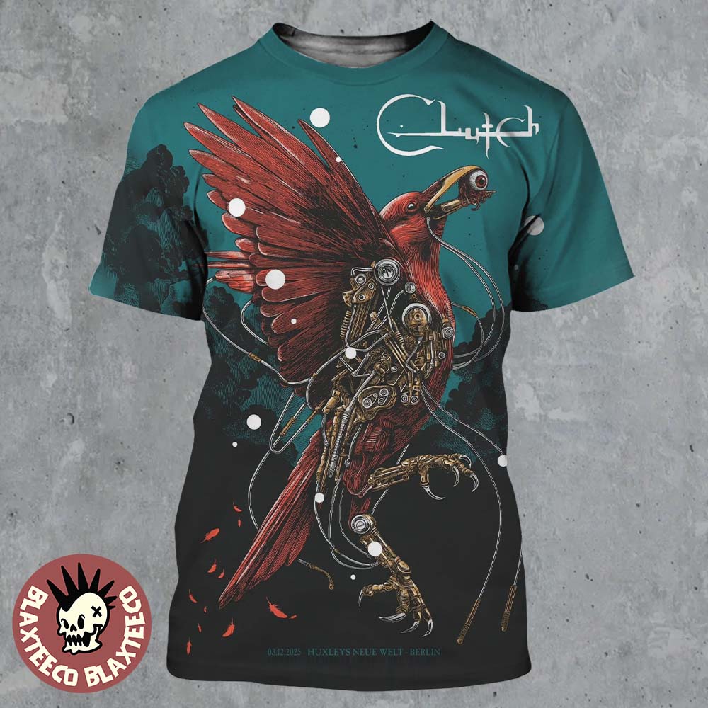 Clutch Berlin Germany 2025 Gig Poster At Huxelys Neue Welt On December 3 2025 All Over Print Shirt - T-Shirt, Sweatshirt, Hoodie