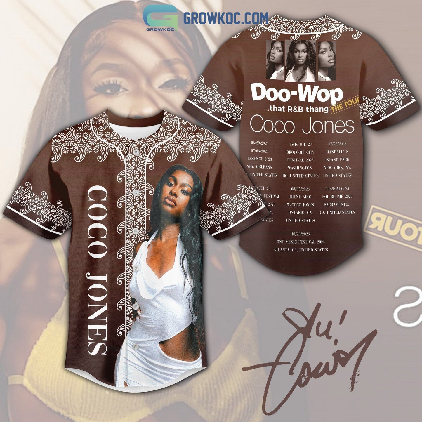 Coco Jones Doo Wop That R&B Thang The Tour Personalized Baseball Jersey baseball jersey product view 1