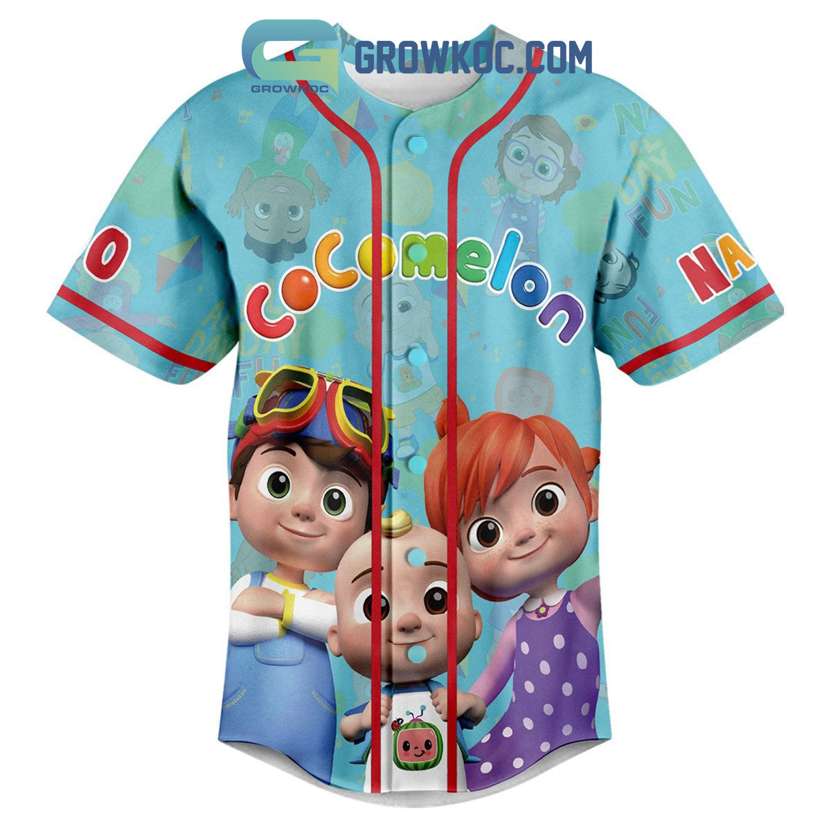 Cocomelon Cartoon Let’s Have Fun Personalized Baseball Jersey baseball jersey product view 1