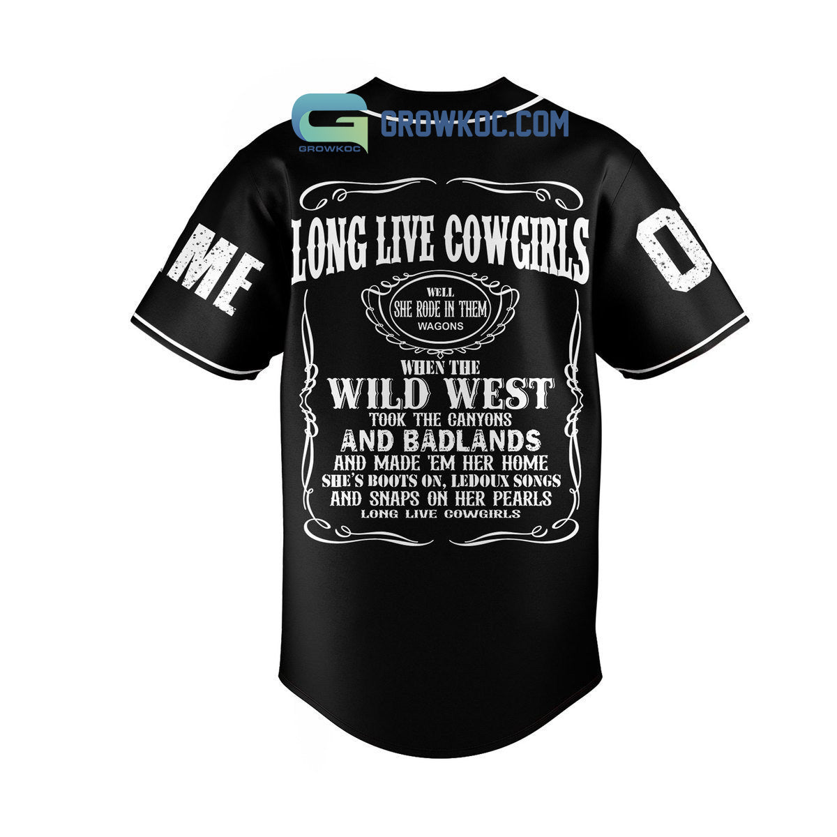 Code Johnson Long Live Cowgirls Personalized Baseball Jersey baseball jersey product view 2