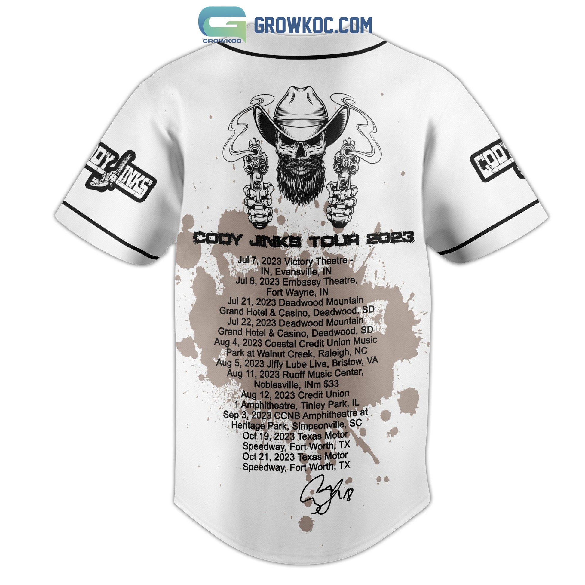 Cody Jinks Tour 2023 Baseball Jersey baseball jersey product view 3