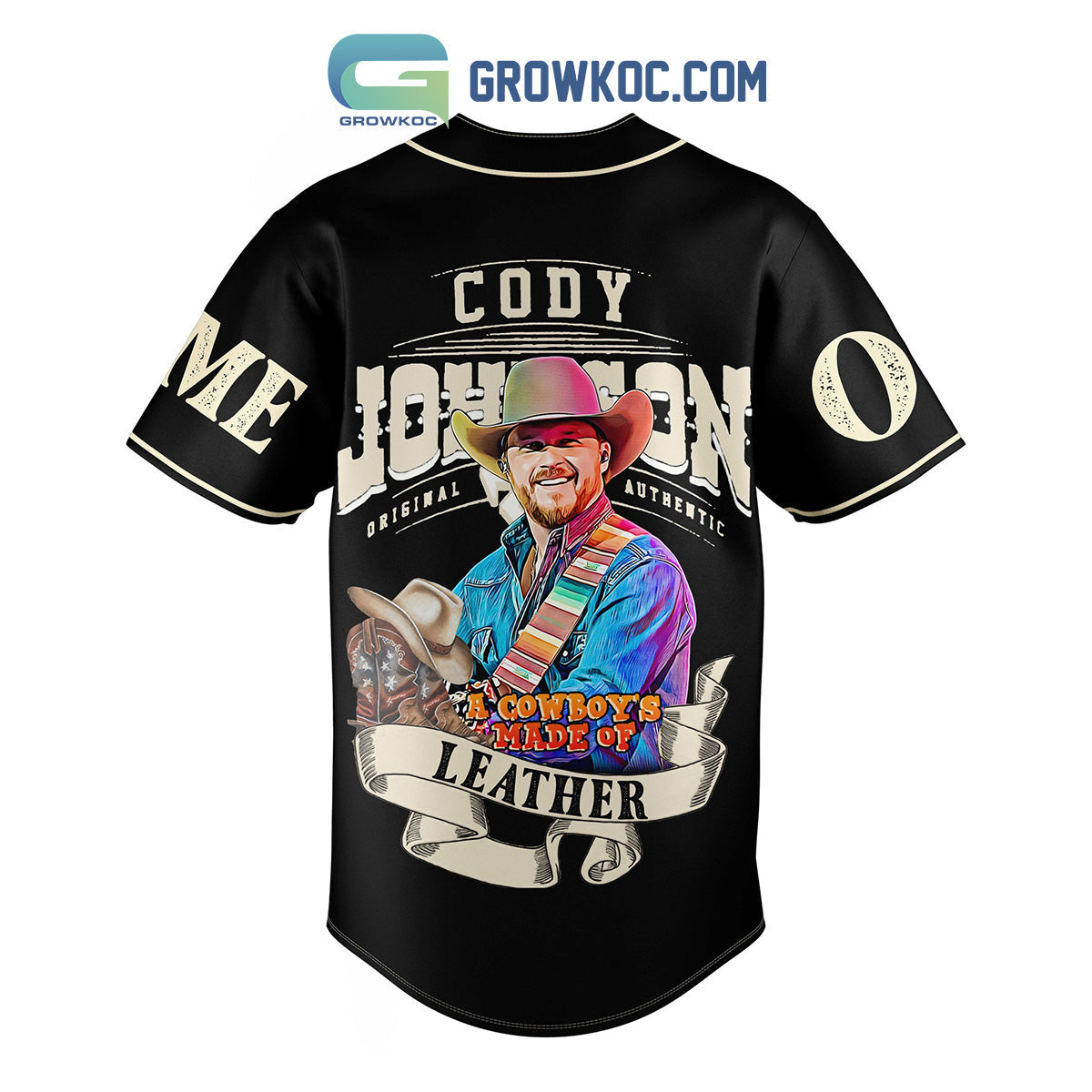 Cody Johnson Made Of Leather Personalized Baseball Jersey baseball jersey product view 3